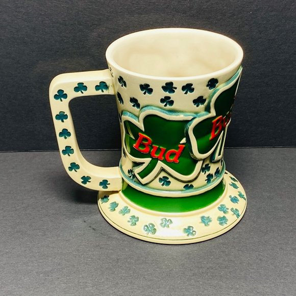 Vintage Budweiser St. Patrick's Day Tip O' The Hat Beer Mug Stein 1995 Shamrocks - Picture 4 of 12
